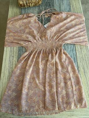 Dress Forum Pink Paisley Short Smocked Waist Dress